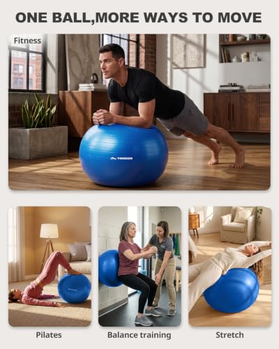 Trideer Yoga Ball for Exercise, Pregnancy, Exercise Ball, Pump Included - color: Royal Blue, size: L(23-26ines/58-65cm)