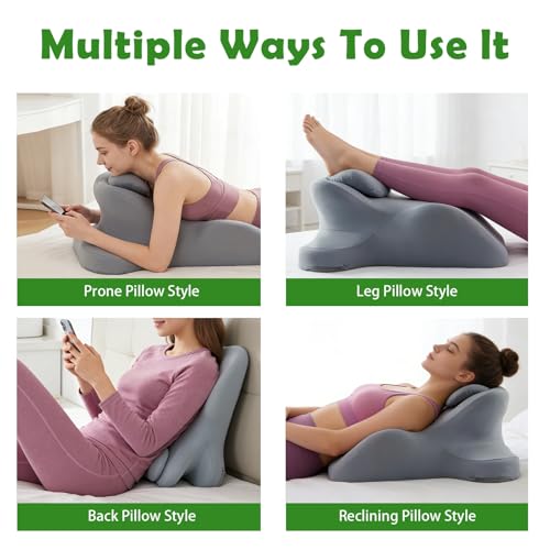 RSN Ergonomic Foam Wedge Pillow, 27° Angled Support for Neck and Waist, Multi-Position Support Pillow (Gray) - color: Gray