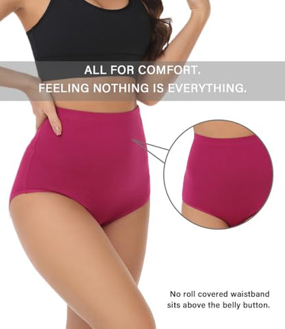 wirarpa Women's Underwear Cotton Super High Waisted Briefs Stretch Full Coverage Panties 4 Pack - color: Multicolora5, size: Medium