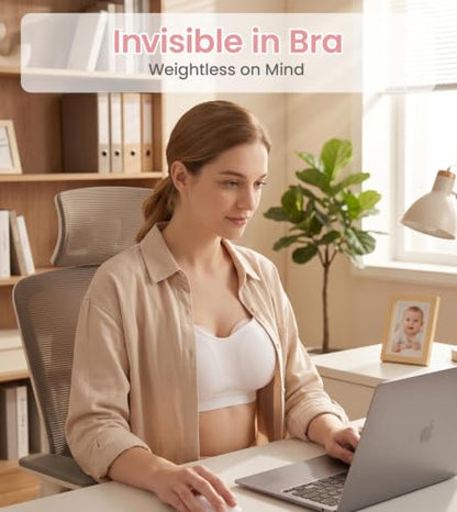 NCVI Wearable Breast Pump for Moms, <42dB for Office, Home, Travel (Pink) - color: Light Pink