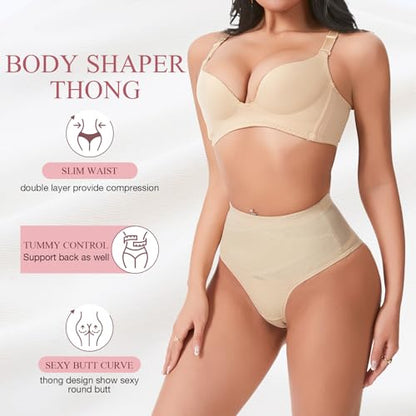 Tummy Control Thong Shapewear Underwear for Women Seamless Body Shaper Girdle Compression Panties - color: A1# Beige, size: Medium
