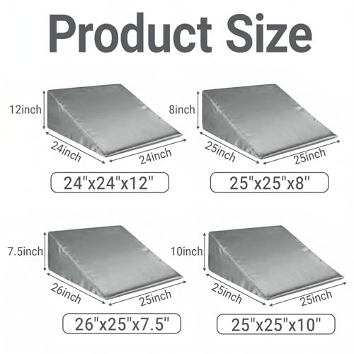 1 Pack Satin Wedge Pillow Cover 26x25x7.5 Inch Grey - color: Grey, size: 26x25x7.5"