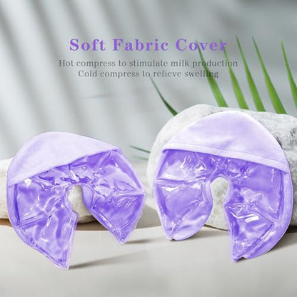 Breast Therapy Ice Packs Hot Cold 2 Pack Gel Pads for Breastfeeding Relief - color: Purple