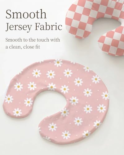 Nursing Pillow Covers 2 Pack, Stretchy Breastfeeding Pillow Covers for Baby - color: Daisy Check