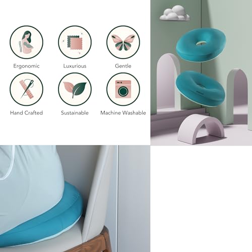 Premium Egyptian Cotton Pressure Relief Donut Chair Seat Cushion for Home, Car, Office Sitting - Postpartum, Pregnancy, Tailbone & Back Pain, Ergonomic Support