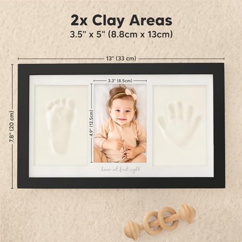 KeaBabies Baby Hand and Footprint Kit, Clay Keepsake Frame (Onyx Black) - color: Onyx Black, size: Duo Frame, 13" x 7.8"