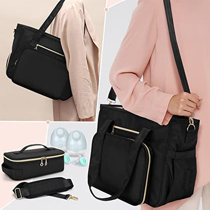 BAFASO Wearable Breast Pump Bag with Cooler and Laptop Sleeve, Black