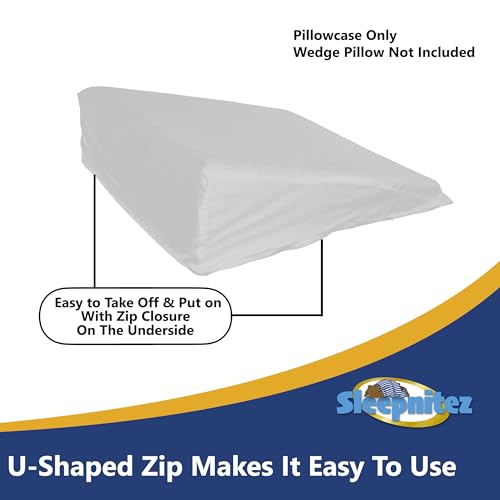 Sleepnitez 8" Wedge Pillow Cover, 100% Egyptian Cotton Sateen, Light Gray - color: Light Gray