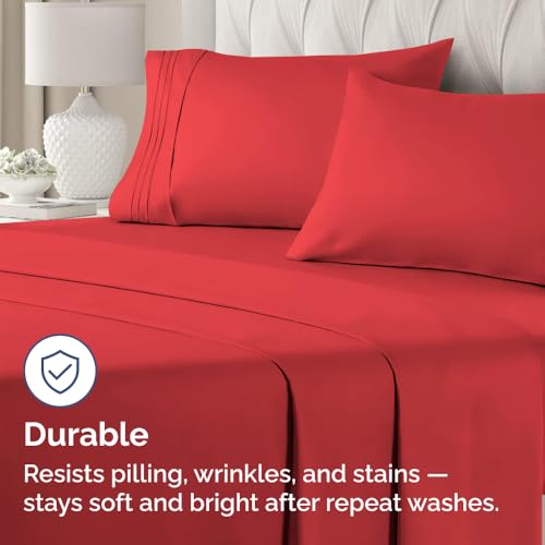 King Standard Pillow Cases Set of 2 - Ultra Soft Pillowcase Covers - Red - color: 27 - Red, size: King Standard