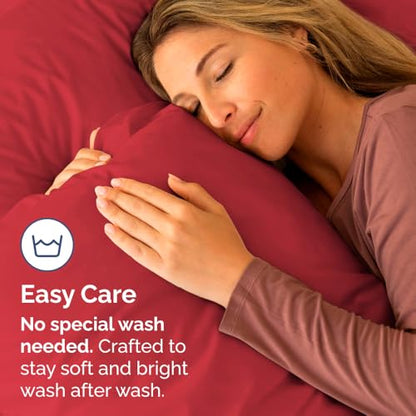 King Standard Pillow Cases Set of 2 - Ultra Soft Pillowcase Covers - Red - color: 27 - Red, size: King Standard