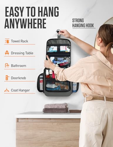 VENTURE 4TH Hanging Travel Toiletry Bag, 18 Compartments - Shadow Gray - color: Shadow Gray
