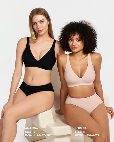 VQJ Women's Wireless Push Up Plunge T-Shirt Jelly Bras - color: Classic Black, size: Medium