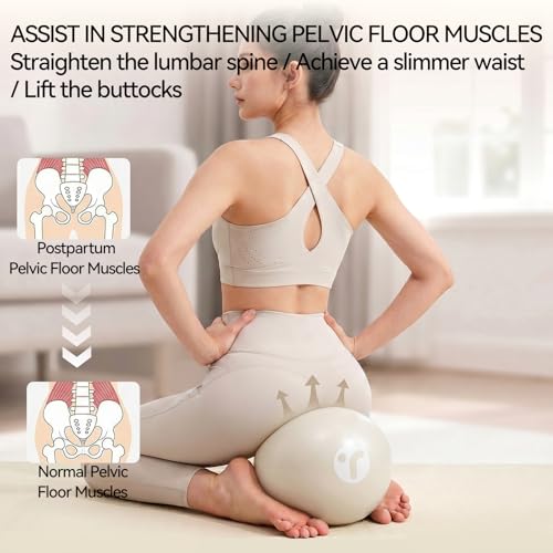 Mini Pilates Ball with Pump, Anti-Burst Yoga Ball - color: White