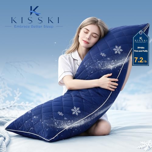 KISSKI Cooling Body Pillow for Adults, Adjustable Memory Foam Long Pillow - color: Navy