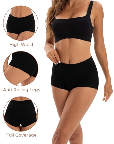 INNERSY Women's Cotton Boyshorts Underwear Soft Boxer Briefs 4-Pack - color: Black, size: Small