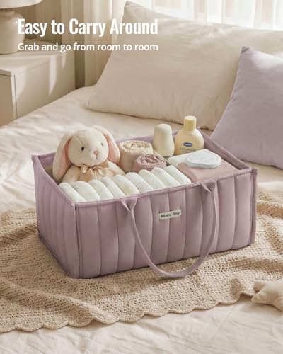 Blissful Diary Baby Diaper Caddy Organizer, Nursery Storage, Mauve Pink - color: Mauve Pink