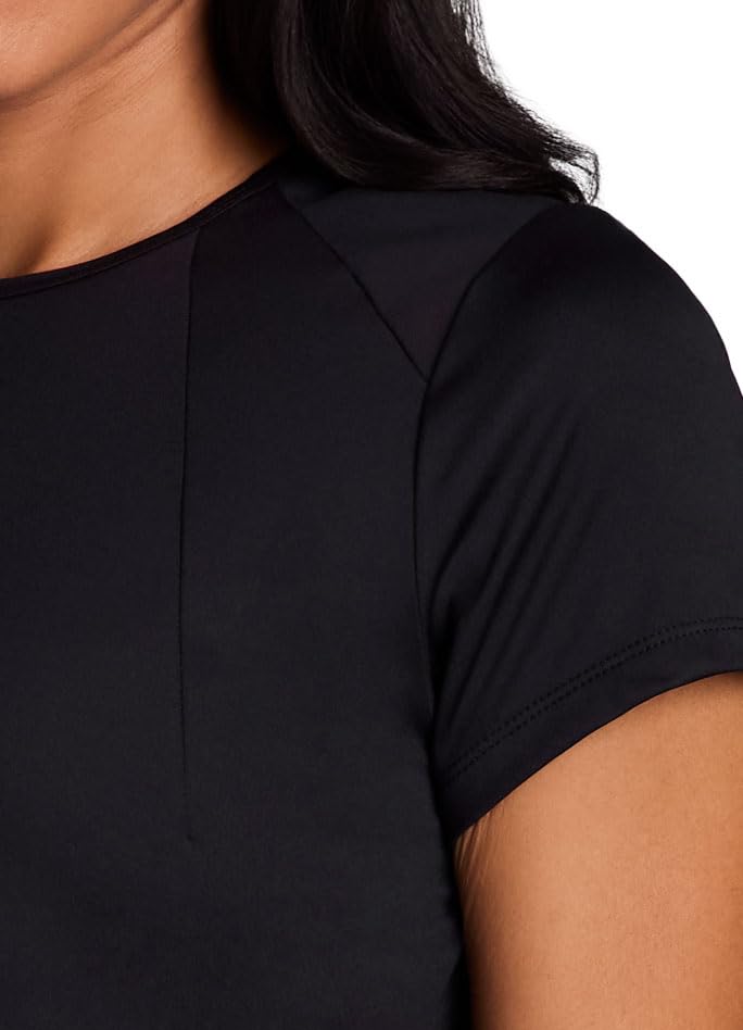 RBX Active Women's Workout Top with Mesh Panels, Breathable Quick Drying Gym Running T-Shirt, with Plus Sizes - color: Black, size: 2X