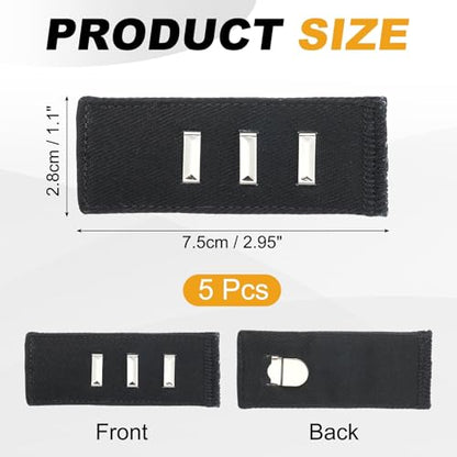 MECCANIXITY 5pcs Black Pants Waist Button Extenders for Women Men 3" - color: Black, size: 3"