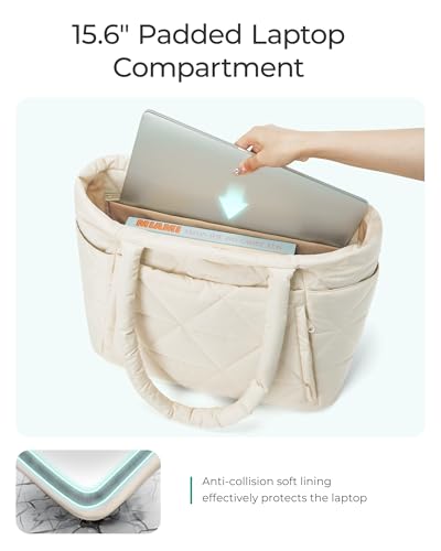BAGSMART Tote Bag for Women, Puffer Tote Bag for Work Large Shoulder Bag - color: Blue