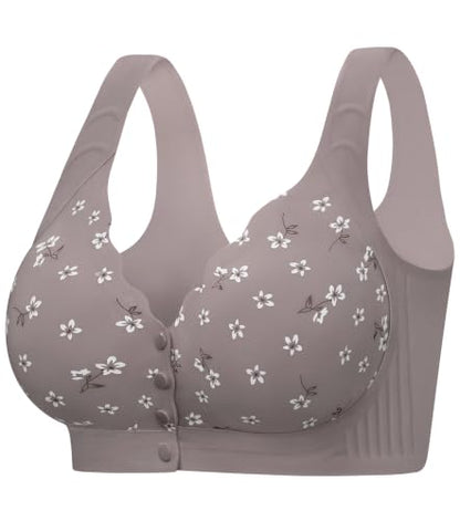 Wireless Front Close Bras for Women, Jelly Post Surgery Push Up Bralettes - color: Coffee, size: XX-Large