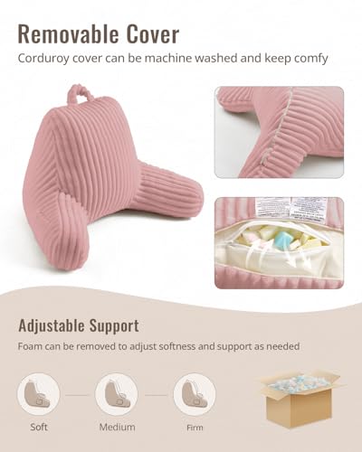 Blissful Diary Reading Pillow for Bed, Backrest Pillow, Plush Pink - color: Fuzzy Plush Pink, size: Large(20inch)