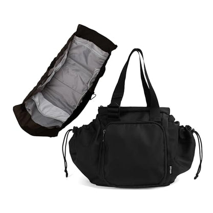 Everyday Bag Tote for Women, Spacious Diaper Bag with 16 Pockets, Durable Travel Bag, Sleek Work Shoulder Bag - color: Solid Black