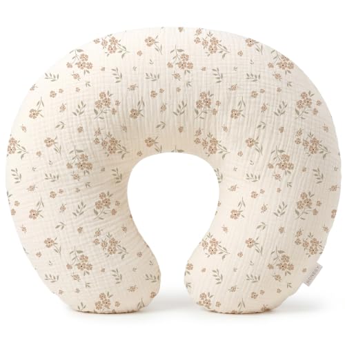 Konssy Muslin Nursing Pillow Covers, Soft Cover for Breastfeeding Pillows - color: Blossom