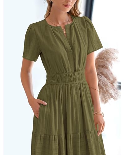 BTFBM Womens Summer 2026 Casual Maxi Dresses - color: Army Green, size: Medium