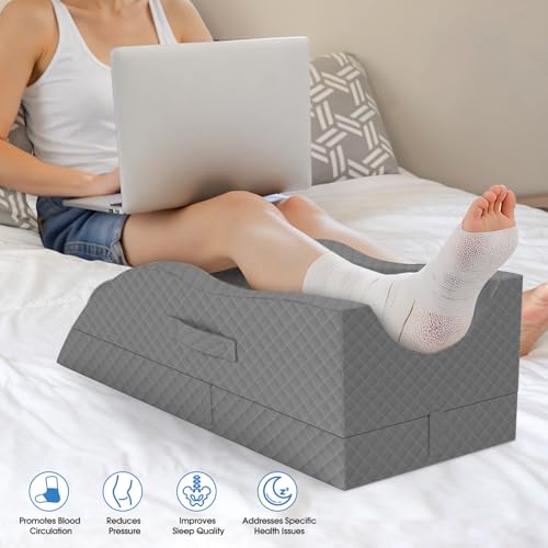 TranquilRelax Leg Elevation Pillows for After Surgery, Full Grey - color: Full Grey, size: Single Leg