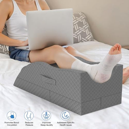 TranquilRelax Leg Elevation Pillows for After Surgery, Full Grey - color: Full Grey, size: Single Leg