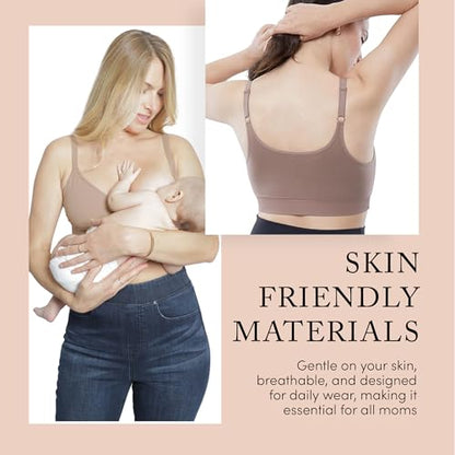 Ingrid & Isabel Cooling Crossover Nursing Bra - Wireless Seamless Postpartum and Maternity Bra for Breastfeeding - color: Deep Taupe, size: Medium