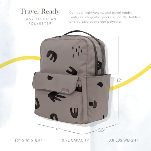 Mini Roo Diaper Bag Backpack | Truffle Doodle Baby Bag - 6 Pocket Daily - color: Truffle Doodle