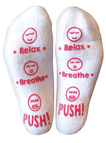 Baby You're Worth It Labor & Delivery Socks Funny Push Gift for New Mom - color: Relax, Breathe, Push!