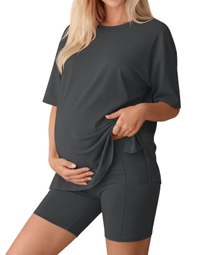 Huukeay Women's Maternity Set 2 Piece Outfits - color: Dark Gray, size: XX-Large