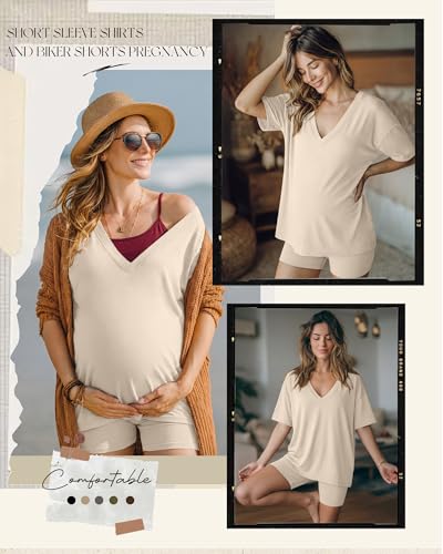 Women's 2 Piece Maternity Oversized Set - color: Cream White, size: Small