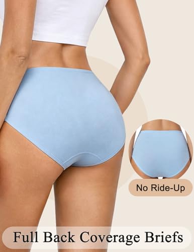 High Waisted Cotton Underwear for Women Full Coverage Panties - color: Mix3(pack-5), size: Small