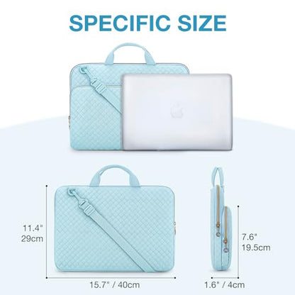 BAGSMART Laptop Sleeve Case with Handle Protective Water-Resistant - color: Blue-Shoulder Strap, size: 15.6 Inch