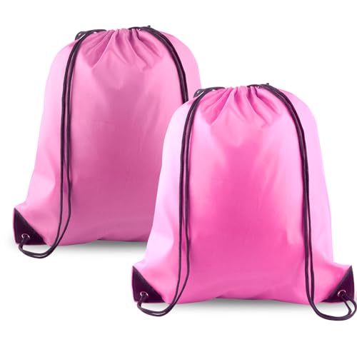 KUUQA 2 Pcs Pink Drawstring Backpack Bags - color: Pink