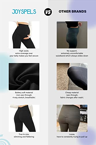 JOYSPELS Smooth Feeling Maternity Workout Leggings with Pockets Pregnancy Pants Over The Belly - color: Light Blue, size: Medium