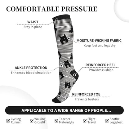 Compression Socks Women and Men 15-20mmHg-Circulation Support Socks for Athletic Running Cycling - color: Cat