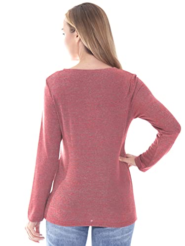 Bearsland Women's 3 Packs Maternity Clothes Long Sleeves Breastfeeding Shirts Nursing Top - color: Black+brick Red+sky Blue(3pcs), size: Medium