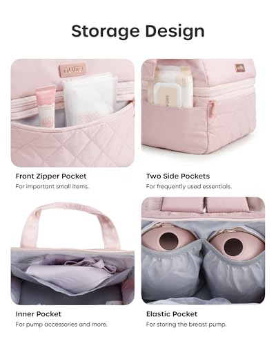 Nuliie Wearable Breast Pump Bag with Cooler Compartment, Pink - color: Pink