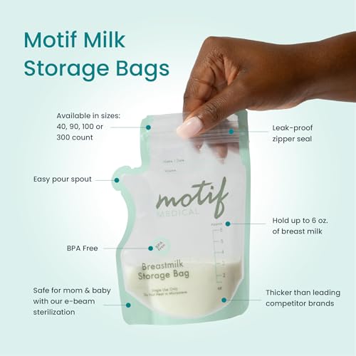 Motif Medical Breastmilk Storage Bags, 40 Count - size: 6 Ounce (Pack of 40)