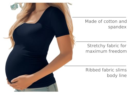 Huukeay 4 Pack Women's Short Sleeve Maternity Shirts - color: Navy Blue, Heather Gray, White, Haze Blue, size: Small