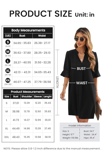 QACOHU Womens Summer Casual V Neck Shift Mini Dress - color: A0-roseo, size: Medium