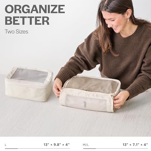 Aerotrunk Compression Packing Cubes for Travel, 2-Pack, Beige - color: Beige, size: 2-Pack