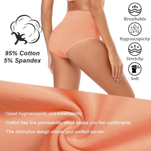 Molasus Women's Cotton Underwear High Waisted Full Coverage Ladies Panties (Regular & Plus Size) - color: Multicolor-5pack-a4, size: Small