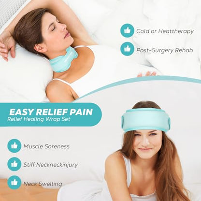 Neck Ice Pack Wrap, Reusable Cold/Hot Gel for Neck Pain, Icebluex2 - color: Iceblue+iceblue