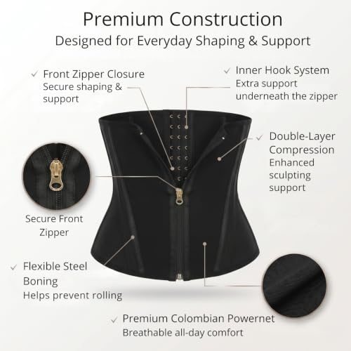 SILUET Women’s Powernet Waist Trainer – High Compression Adjustable Waist Shaper for Sculpting & Support - size: Small