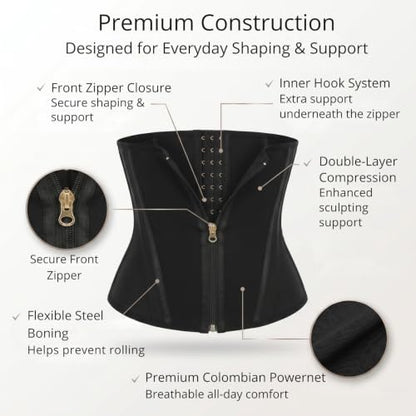 SILUET Women’s Powernet Waist Trainer – High Compression Adjustable Waist Shaper for Sculpting & Support - size: Large